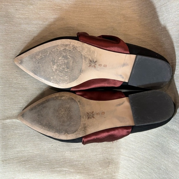 BCBGENERATION Sz 8B Nessa Micro Suede Satin Bow Knot Pointy Toe Slip On Mules - Picture 8 of 10